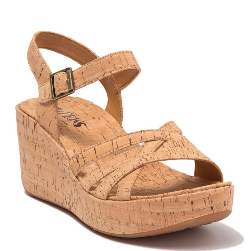 New KORKS Natural Jenneve Platform Wedge Sandal